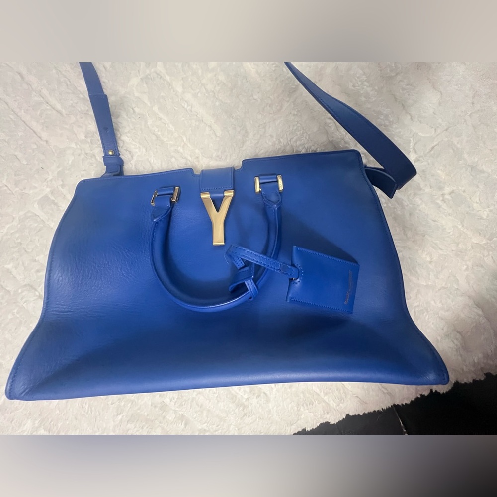 Yves Saint Laurent Vibrant Blue Cabas 2 way Bag - Picture 1 of 8